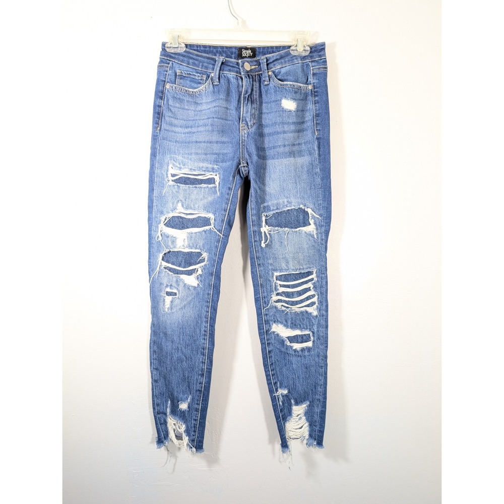 Simple Society Distressed Ripped Blue Jeans Women's‎ Size 5